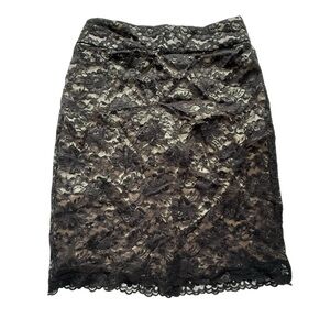 Banana Republic Black Lace‎ Satin Lined Mini Skirt with Zip Size XXS